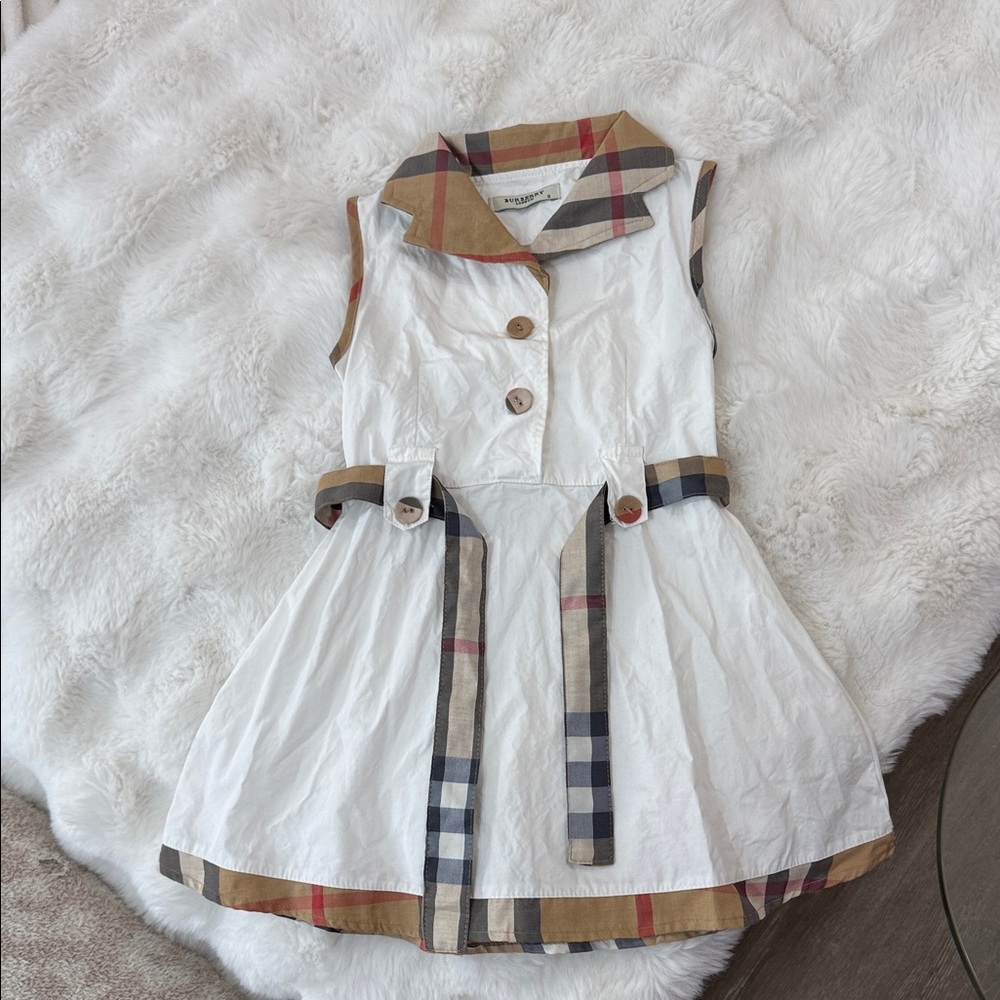 Burberry Kids Dress - White, Tan, and Blue Plaid
